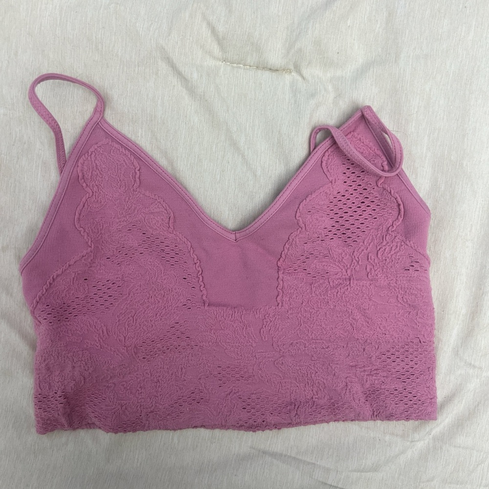 Lace Trim Pink Bralette